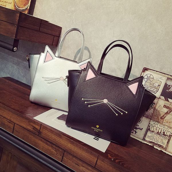 

2020 new korean fashion personalized embroidery big cat handbag pu leather messenger bag women bag