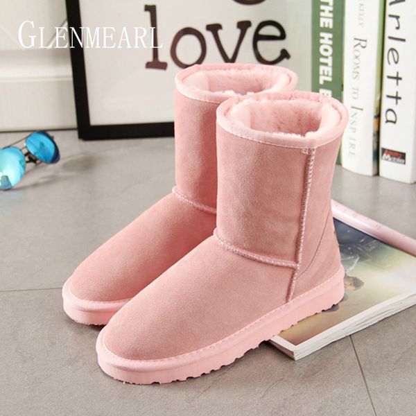 

women snow boots 100% genuine leather winter shoes warm ankle boots classic round toe platform woman shoes boats de, Black