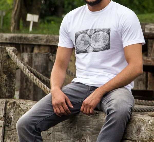 

2020 summer fashion vintage world map t-shirt 100% cotton classic old retro t shirt tee shirt