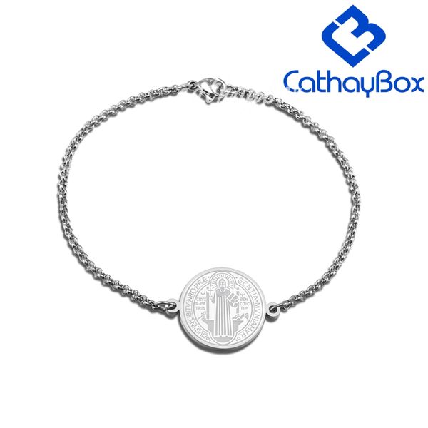 

женские браслет святого бенедикт шарм из нержавеющей стали католических ювелирных изделий, Black