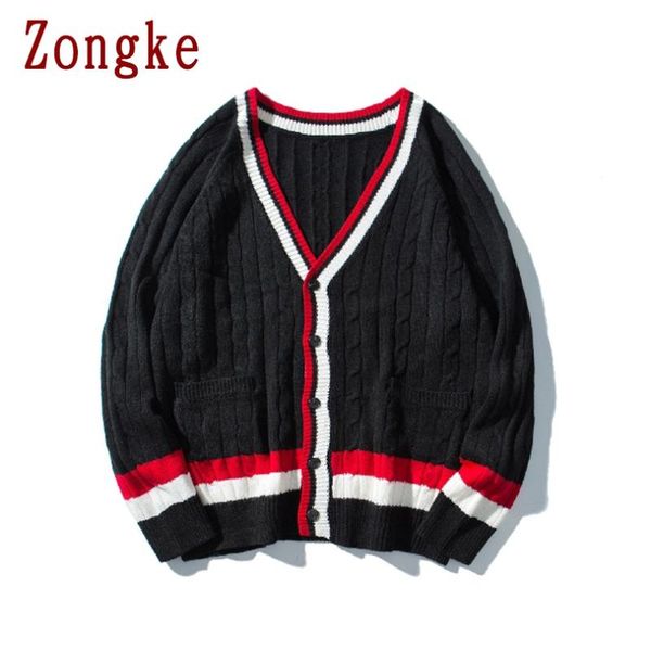 

zongke cardigan men clothing knitted sweater men clothes sweaters mens cardigan 2020 autumn winter new -2xl, White;black