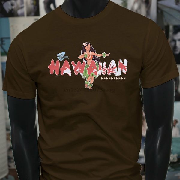 

hawaiian luau dancer w vacation home born hawaii mens brown t-shirt