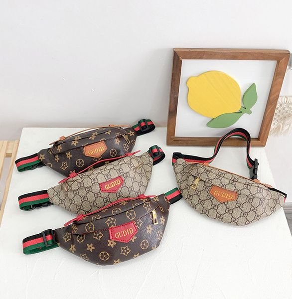 

designer kids letter printed backpacks children casual messenger bag boys girls chest bags girls stripe strap waist pu leather bags a4406