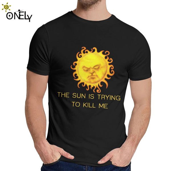 

t-shirt the it crowd the sun is trying to kill me slim leisure round collar cartoon print short sleeve