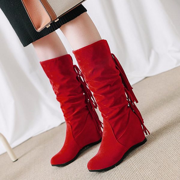 

big size shoes woman round toe lady boots boots-women thigh high heels high large size ladies rubber med 2020, Black