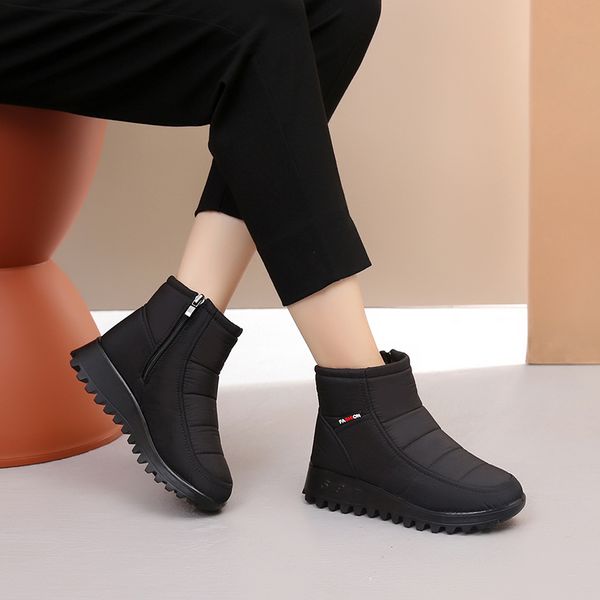 

women boots 2020 new winter boots female fashion snow women plush insole antislip waterproof ankle, Black