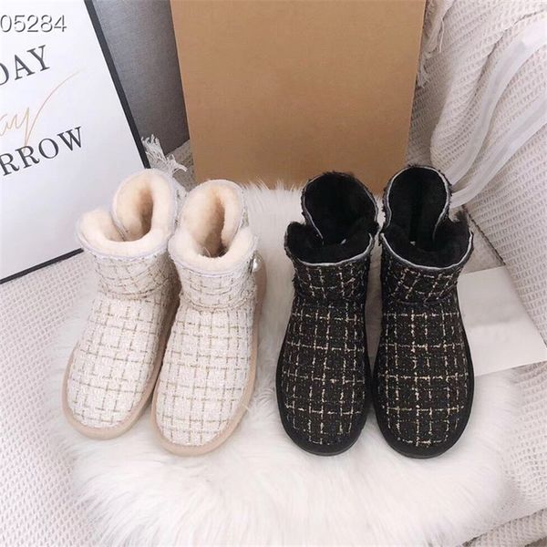 

2020 shoes women winter boots australia fashion warm brand genuine leather snow boots for woman shoes botas mujer, Black
