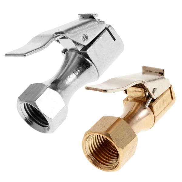 

1 pair straight brass lock-on tire inflator air chuck 1/4\" npt female thread