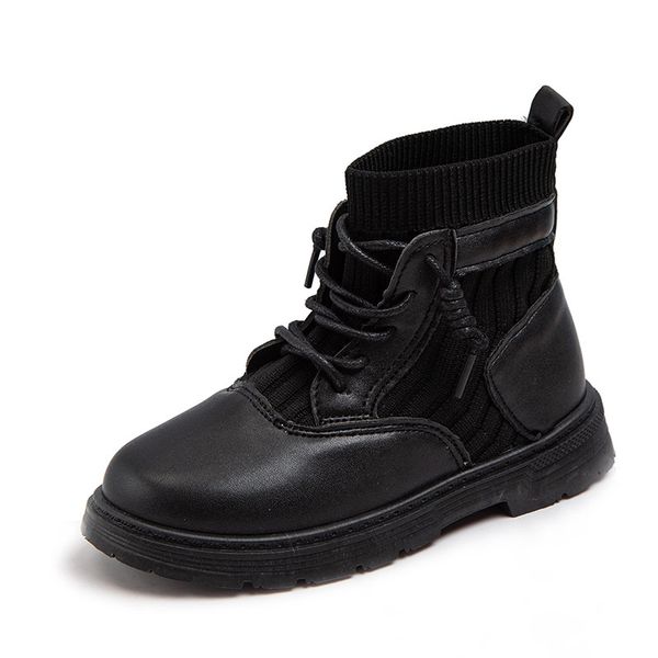 

shoes 2020 spring/autumn new fashion martin boots leather shoes for 3 4 5 6 7 8 9 10 11 12 years old girls/boys students, Black;grey