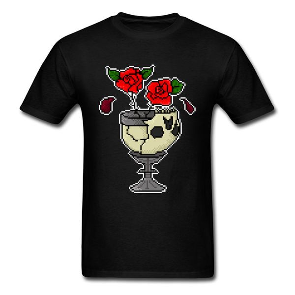 

novelty design skull chalice t-shirt rose print men & tees lover's unique summer cotton breathable t shirts vintage