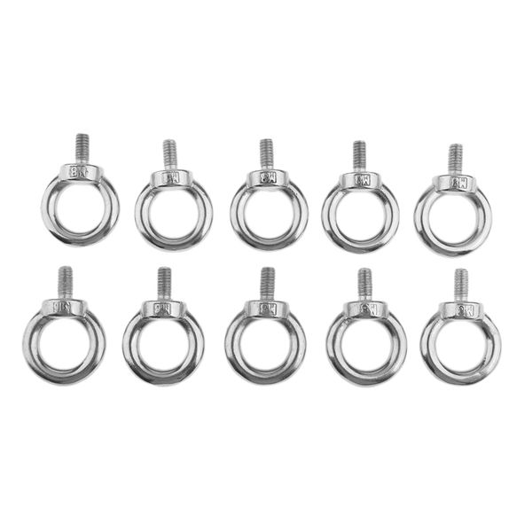 

10pcs eyes bolts m8 metric threaded marine grade boat stainless steel lifting