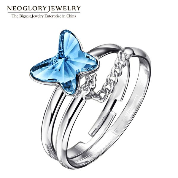 

cluster rings neoglory jewelry austria crystal colorful butterfly multilayer chains vintage adjustable for women romantic 2021, Golden;silver