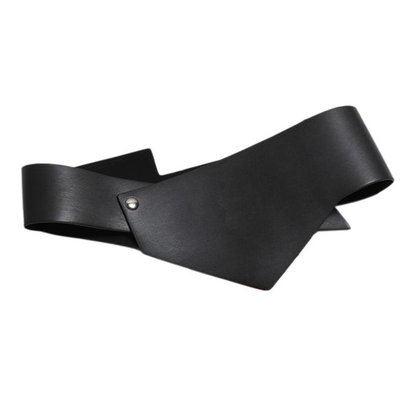 

pu leather brief personality irregular design wide belt women fashion tide all-match black, Black;brown