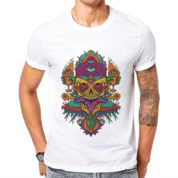 

camisetas hombre verano short sleeve white men t-shirt horror skull t shirts for mens breathable 100 cotton demon man tee shirt