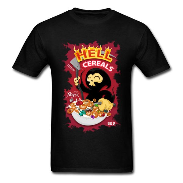 

hell cereals t-shirts funny t shirt men cartoon tshirt grim reaper print tees summer black clothes crewneck pure cotton