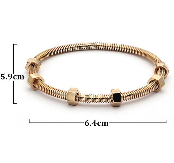 

factory direct 2019 latest 6 screw bracelet titanium steel ladies love bangle men and women couple thread bracelet jewelry003, Black