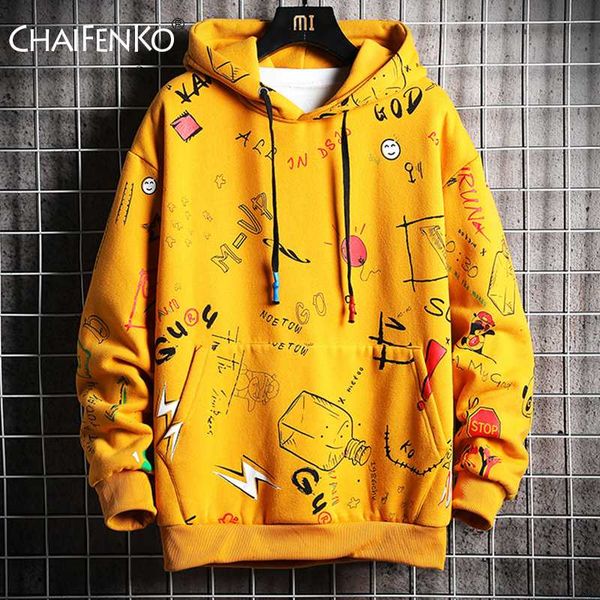 

chaifenko men's autumn hoodies men spring anime graffiti sweatshirt male hip hop harajuku japanese streetwear casual hoodie men, Black