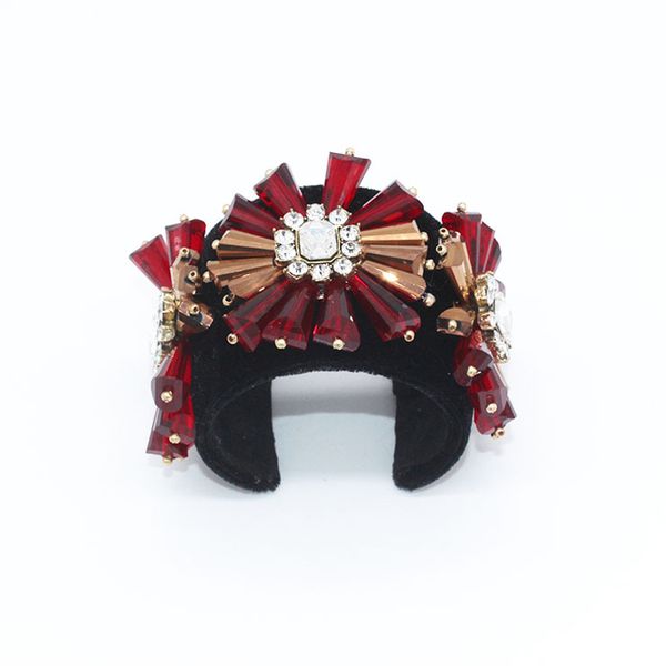 

luxury style wide bangle & bracelets for women cuff bracelets for women fashion open crystal handmade bracelet jewelry, Black
