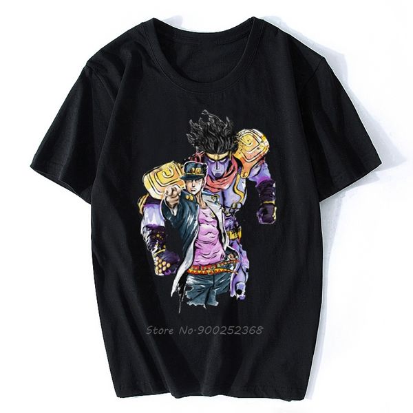 

cool jojo bizarre adventure t shirt for men short sleeved jotaro kujo manga graphic tshirt cotton regular fit casual tee