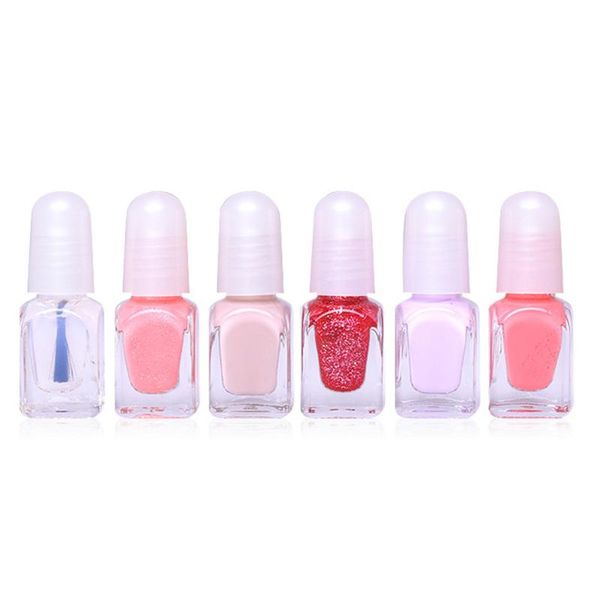 

nail gel 6pcs polish set water-based peelable tearble easy to remove uniform colored nails art, Red;pink