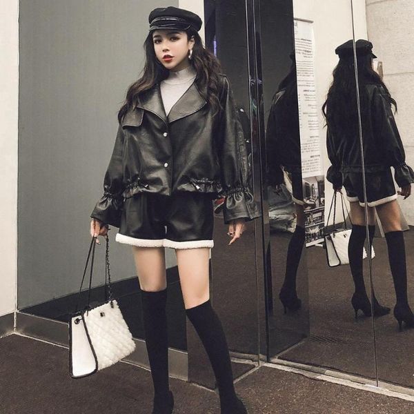 

women's jackets women faux leather jacket batwing sleeve vintage biker coat short motor pu black spring street, Black;brown