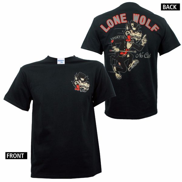 

2019 summer t shirt lucky no club hat lone wolf rockabilly men t-shirt cartoon print short sleeve tee shirts ing