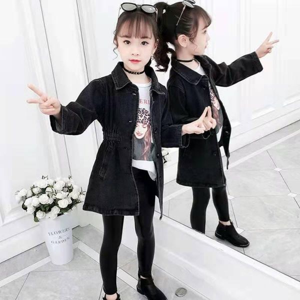 

jackets 3-12yrs baby girls outerwear coat solid color denim coats fashion spring autumn children outwear kids, Blue;gray