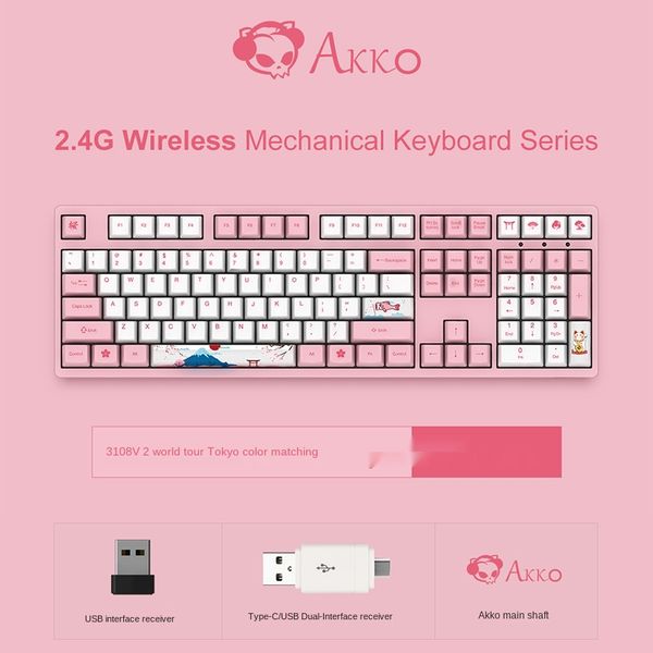 

akko3108 tokyo sakura 2.4g wireless computer desknotebook mechanical keyboard