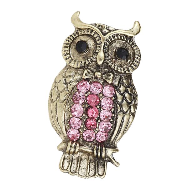 

pink rhinestone vintage owl brooch pin breastpin for wedding banquet decor, Gray