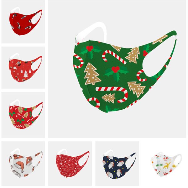 

christmas face mask xmas tree санта-клаус печатные маски взрослых мультфильм льда хлопка дышащий маска многоразового рта крышка лицевые маск, Blue