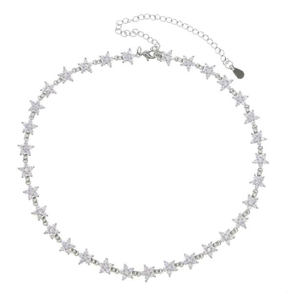 

new styles trendy delicate daisy flower charm choker necklace with cz paved tiny chain choker wedding necklace for women jewelry, Golden;silver