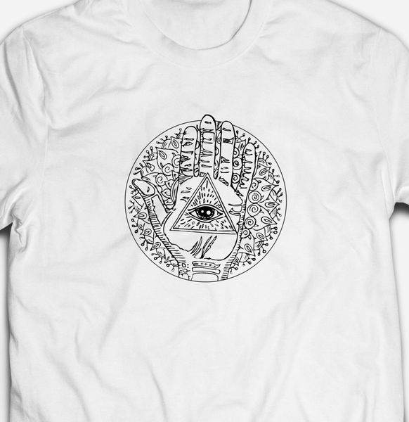 

ретро vintage всевидящий глаз хамса hand 100% хлопок mens духовно футболки tee