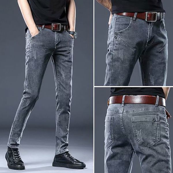 

2020 spring and autumn new men's jeans black classic fashion designer denim skinny jeans men's casual high-quality slim trousers, Blue