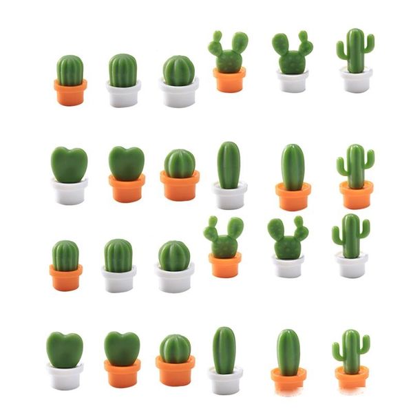 

24pcs/set cute fridge nets cactus refrigerator message sticker n post button plant fashion succulent plant mini