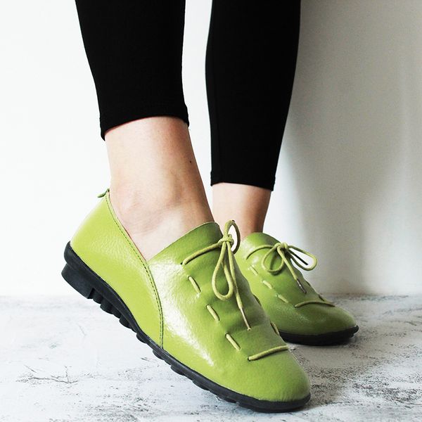 

женская обувь 2020 нового прибытие весенних шнурков плиссе кожи flats обувь женщина rubber партия женщина тенис feminino, Black