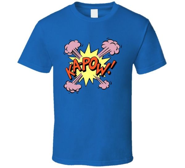 

ka-pow funny royal blue comic t shirt 100% cotton straight o-neck short sleeve 2020 fashion 100% cotton slim fit top