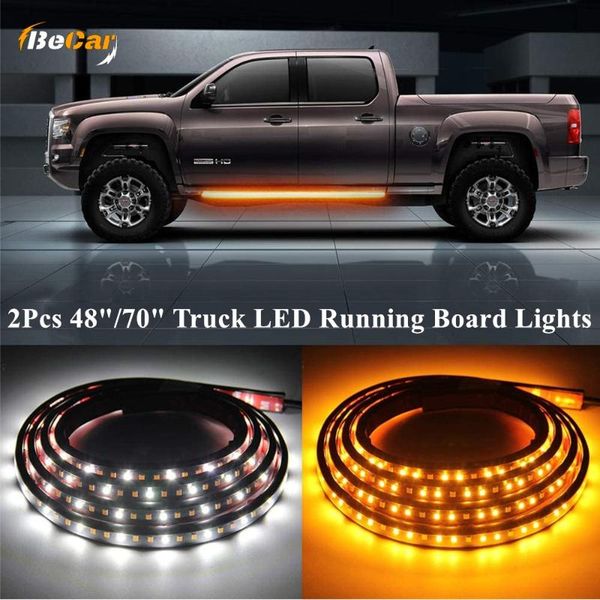 

2 pcs 24" 48" 60" 70" led running board lights amber turn signal lights side maker lighting bar strips for truck pickup