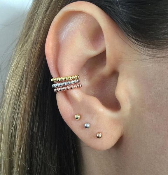 

real silver minimalist dot ball earrings for women gold color tiny delilcate ear bone small stud earrings studs silver 925 stud, Golden;silver