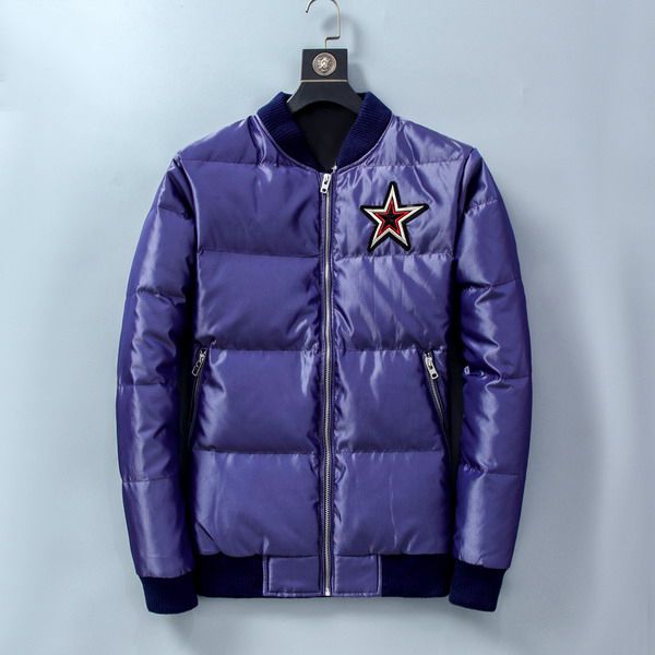 

mens classical down coat fashion letters on back thick jackets casual boys parkas with stars pattern 2020 winter new 3 colors, Black
