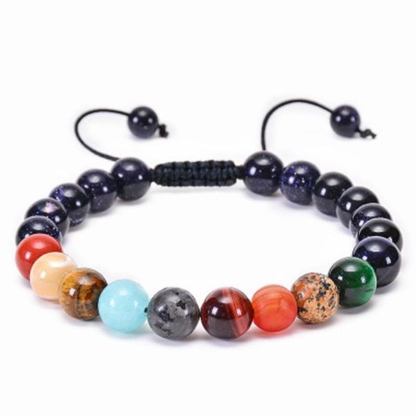 

new universe galaxy eight planets bracelet beads star rope bracelet natural stone adjustable men women jewelry gift, Black