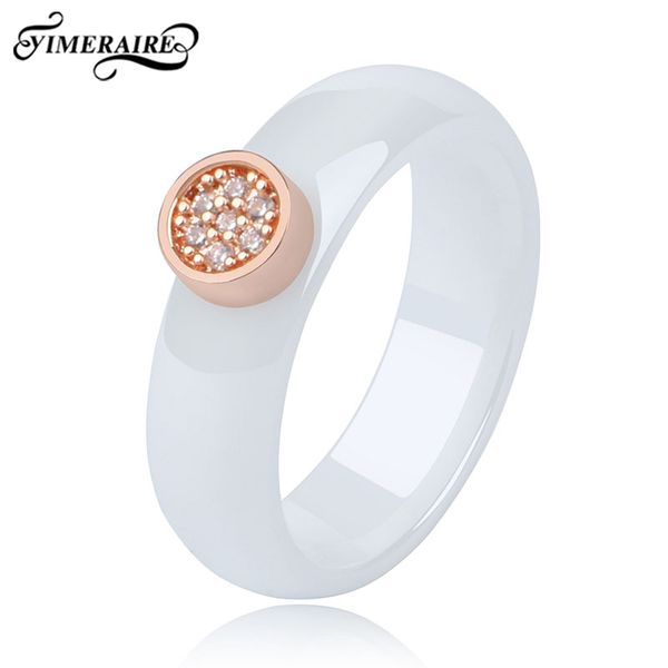 

wedding rings classic black white smooth finger ring ceramic with shine bling circle crystals ladies women accessories jewelry decoration 6m, Slivery;golden