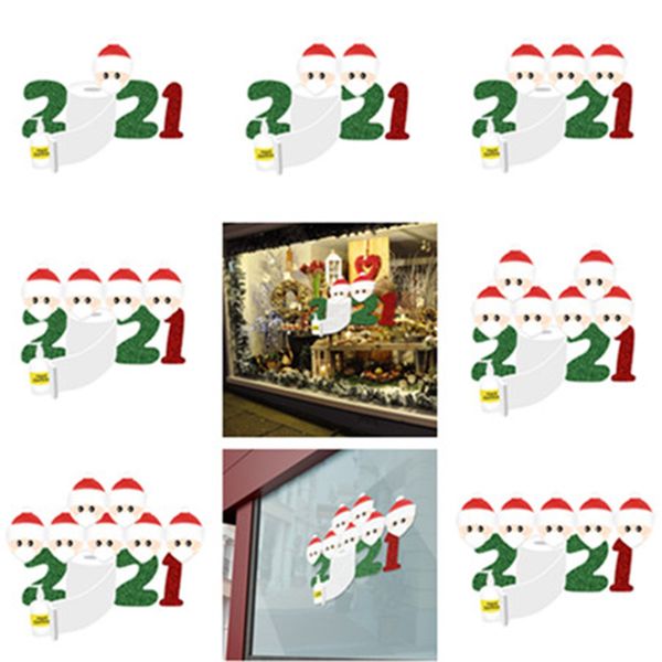 

2020 quarantine family sticker posters christmas ornament xmas party wall window home decorations favor kids gifts cartoon toy 1234567f91207, Blue