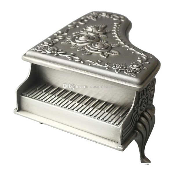 

gothic piano shaped metal jewelry storage box vintage embossed rose pattern alloy jewelry case with velvet lining wedding favors