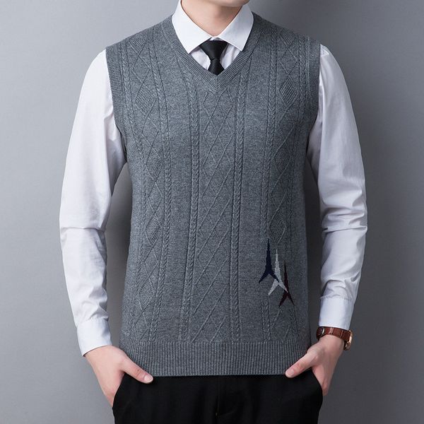 

2020 new men woolen vest autumn knitted v-neck waistcoat large sleeveless slim casual business mens vest plus size 3xl, Black;white