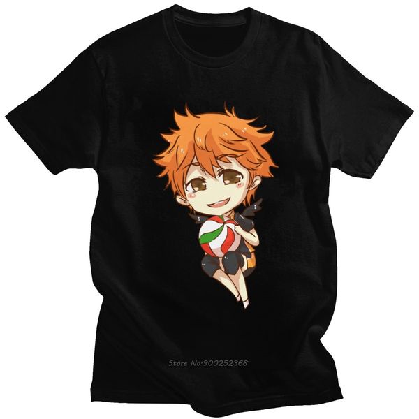 

kawaii haikyuu футболки мужчины шею с коротким рукавом hinata chibi аниме graphic tee soft cotton япония манга футболка harajuku