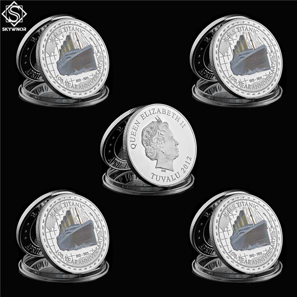 

5pcs commemorative titanic silver coin craft 1912 100 year anniversary memory of rms victims tragedy collect