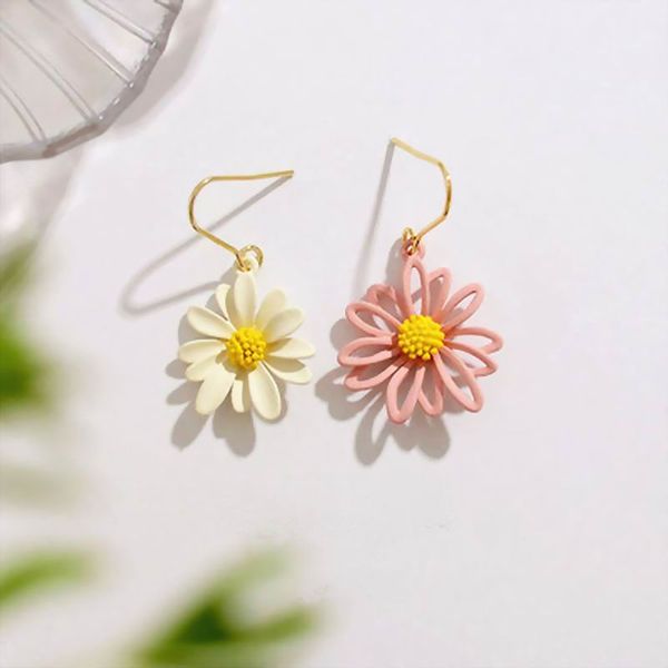 

2020 new ab design flower earrings personality daisy boho jewelry beach holiday jewelry sweet pendientes wholesale, Silver