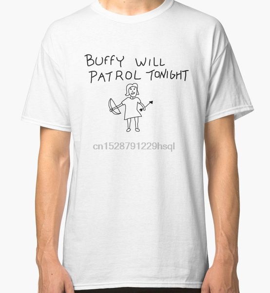 

buffy will patrol tonight t-shirt men white new men tee