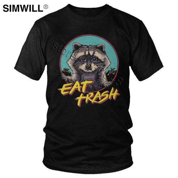 

смешной енот футболка с коротким рукавом vintage ешь trash tee racoon panda tshirt streetwear graphic print tshirt plus размер топ подарок
