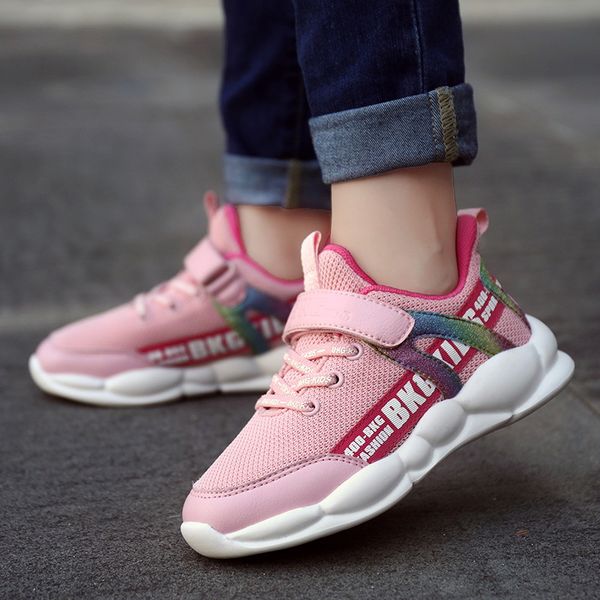 

children's shoes 2020 spring new children's sports shoes fashion casual girl's breathable mesh girls sneakers, Black